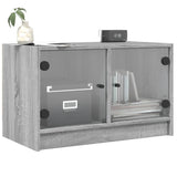 Mobile Porta TV con Ante in Vetro Grigio Sonoma 68x37x42 cm