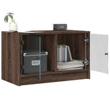 Mobile Porta TV con Ante in Vetro Rovere Marrone 68x37x42 cm