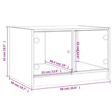 Tavolino da Salotto con Ante in Vetro Grigio Sonoma 68x50x42 cm
