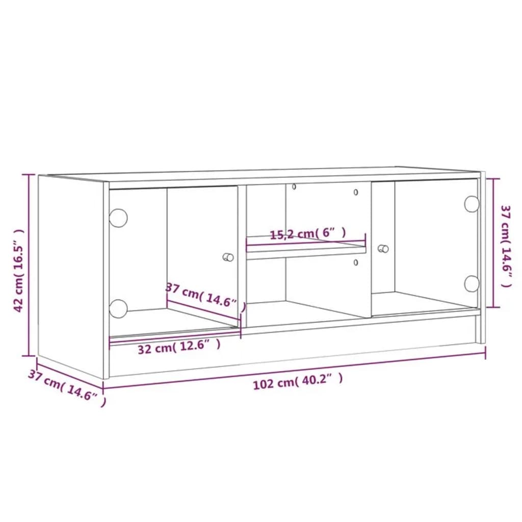 Mobile Porta TV con Ante in Vetro Nero 102x37x42 cm