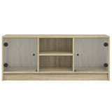 Mobile Porta TV con Ante in Vetro Rovere Sonoma 102x37x42 cm