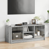 Mobile Porta TV con Ante in Vetro Grigio Sonoma 102x37x42 cm