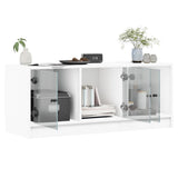 Mobile Porta TV con Ante in Vetro Bianco 102x37x42 cm