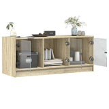 Mobile Porta TV con Ante in Vetro Rovere Sonoma 102x37x42 cm