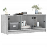 Mobile Porta TV con Ante in Vetro Grigio Sonoma 102x37x42 cm