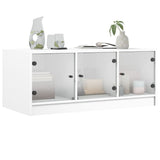 Tavolino da Salotto con Ante in Vetro Bianco 102x50x42 cm