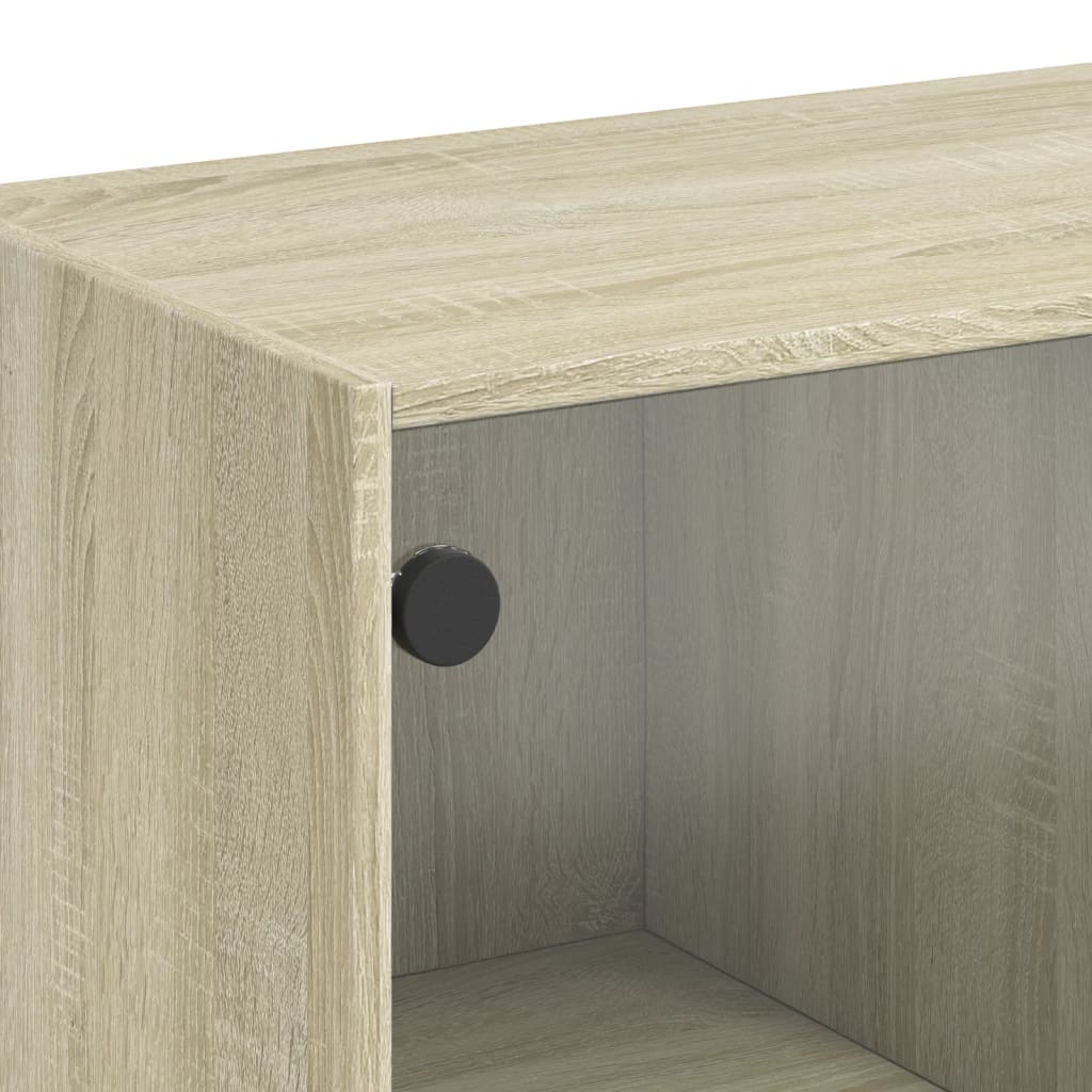 Tavolino da Salotto con Ante in Vetro Rovere Sonoma 102x50x42cm