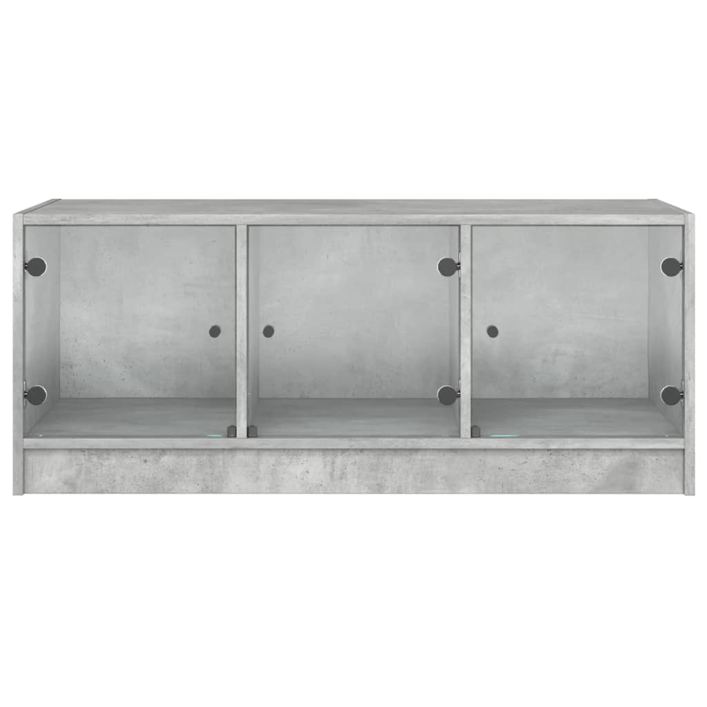 Tavolino Salotto con Ante in Vetro Grigio Cemento 102x50x42 cm