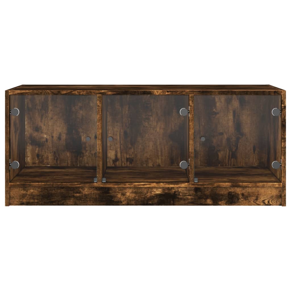 Tavolino da Salotto con Ante in Vetro Rovere Fumo 102x50x42 cm