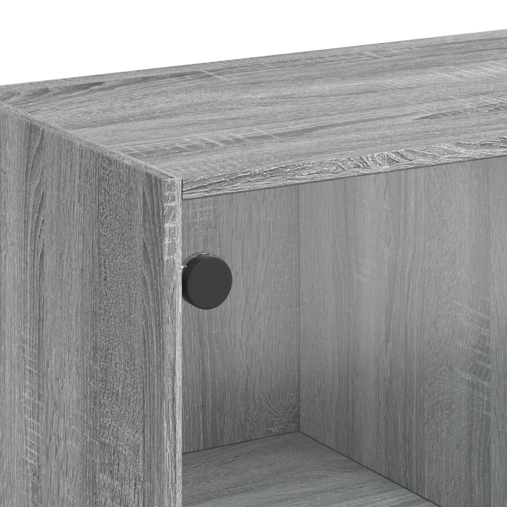 Tavolino da Salotto con Ante in Vetro Grigio Sonoma 102x50x42cm