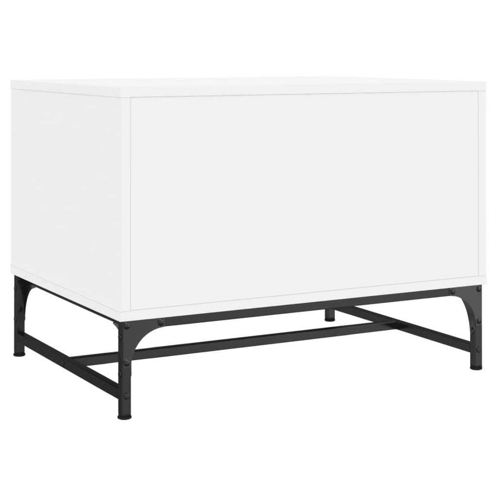 Tavolino da Salotto con Ante in Vetro Bianco 68,5x50x50 cm