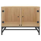 Tavolino Salotto con Ante in Vetro Rovere Sonoma 68,5x50x50 cm