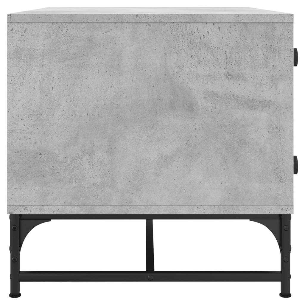 Tavolino Salotto con Ante in Vetro Grigio Cemento 68,5x50x50 cm