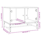 Tavolino Salotto con Ante in Vetro Grigio Cemento 68,5x50x50 cm