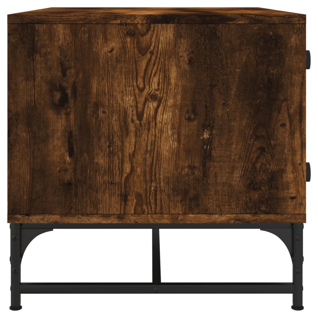 Tavolino da Salotto con Ante in Vetro Rovere Fumo 68,5x50x50 cm