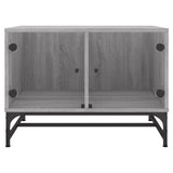 Tavolino Salotto con Ante in Vetro Grigio Sonoma 68,5x50x50 cm