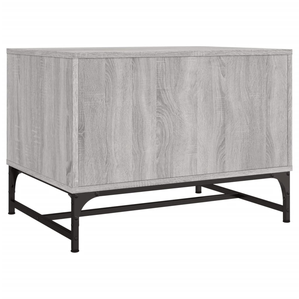 Tavolino Salotto con Ante in Vetro Grigio Sonoma 68,5x50x50 cm
