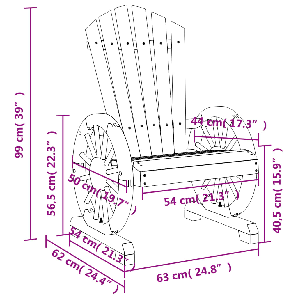 Sedie da Giardino Adirondack 4 pz in Legno Massello di Abete