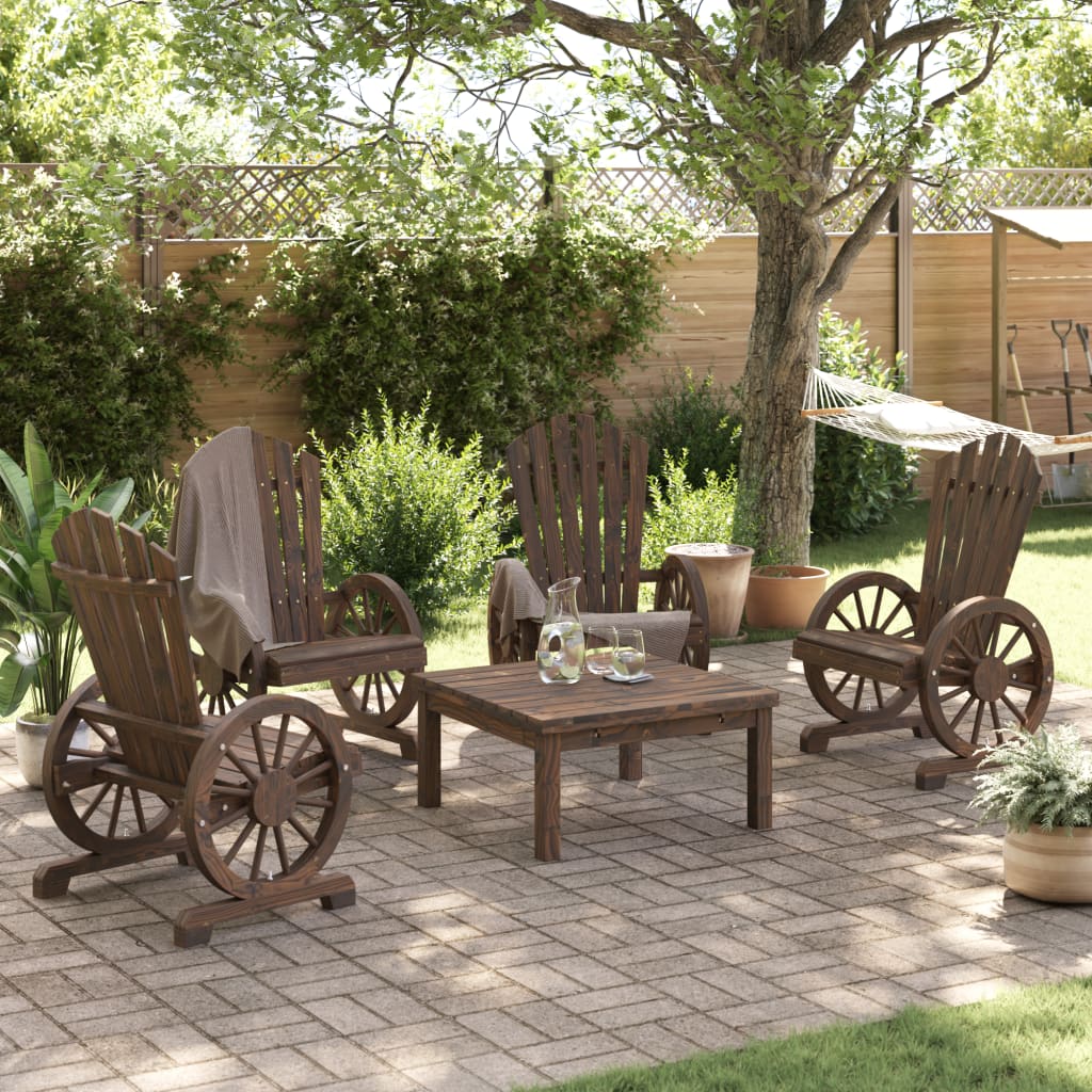 Sedie da Giardino Adirondack 4 pz in Legno Massello di Abete