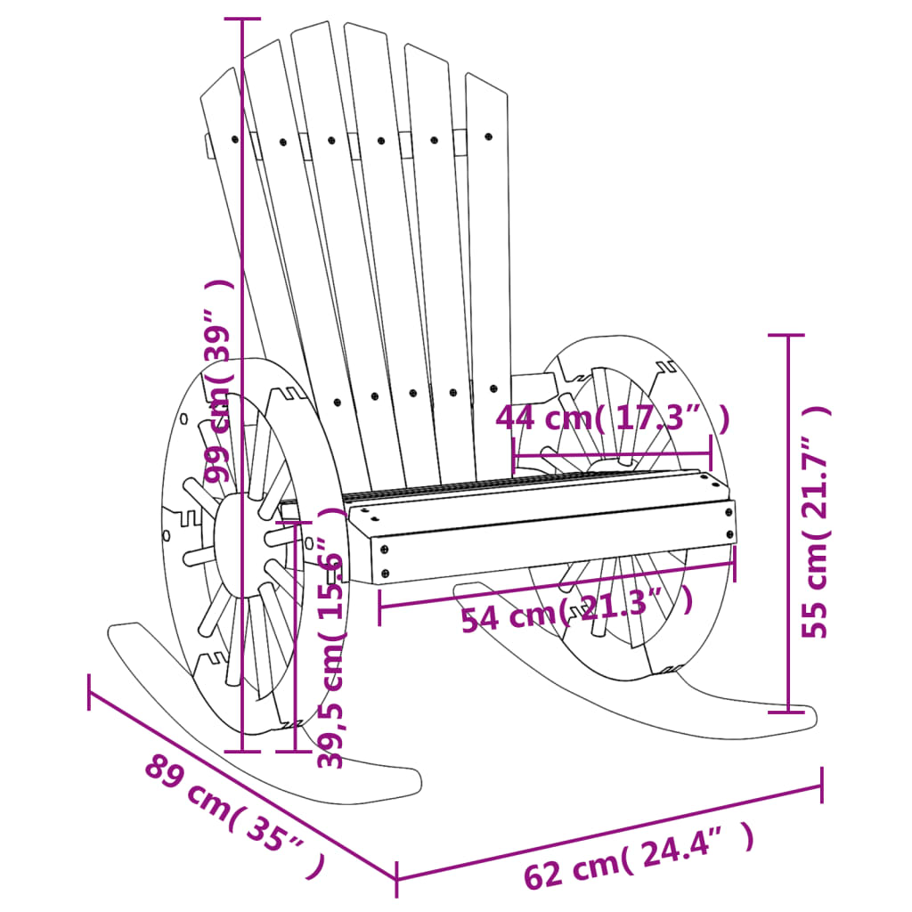 Sedie a Dondolo Adirondack 2 pz in Legno Massello di Abete