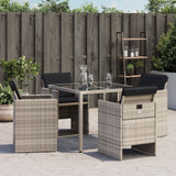 Sedie da Giardino con Cuscini 4 pz Grigio Chiaro in Polyrattan