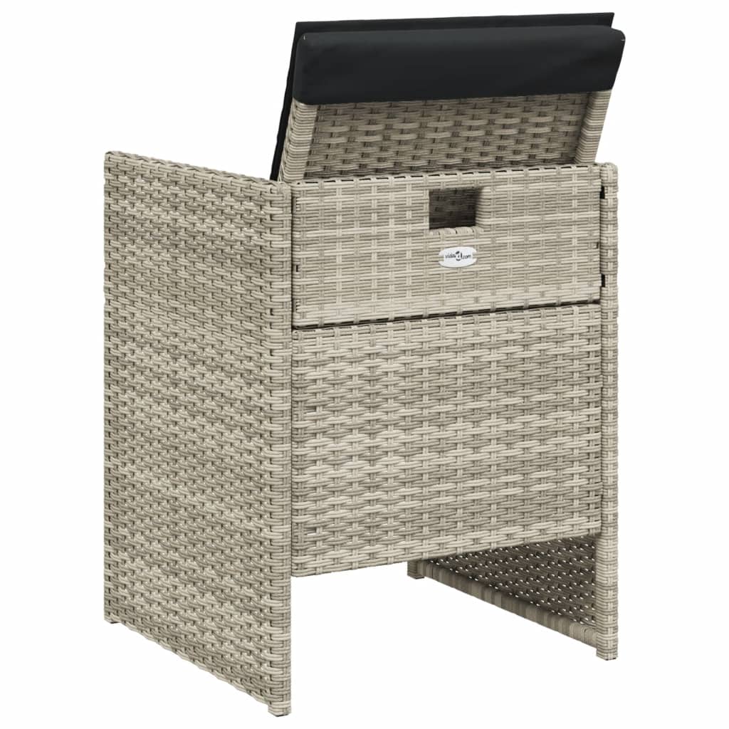 Sedie da Giardino con Cuscini 4 pz Grigio Chiaro in Polyrattan