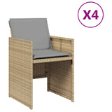 Sedie da Giardino con Cuscini 4 pz Beige Misto in Polyrattan