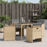 Sedie da Giardino con Cuscini 4 pz Beige Misto in Polyrattan