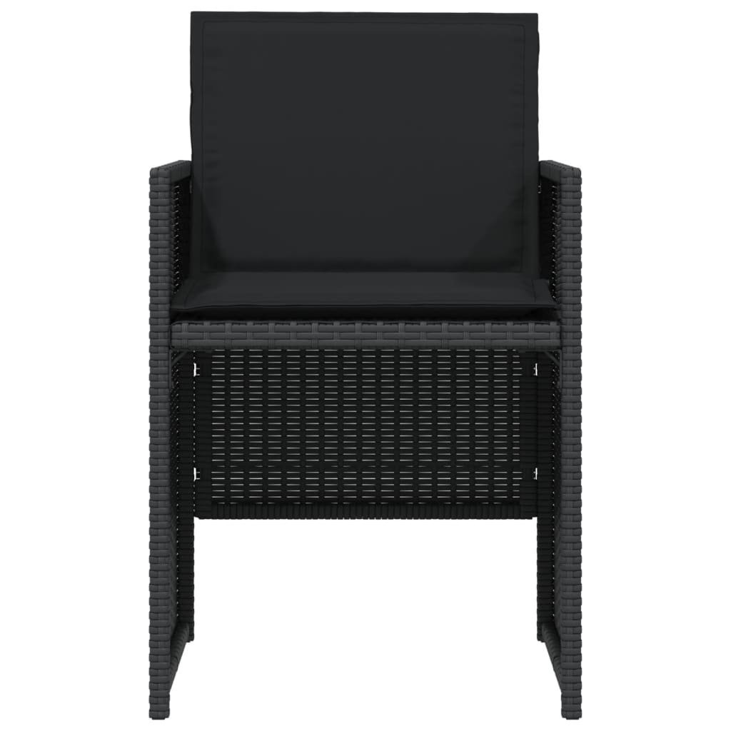 Set da Bistrò 3 pz con Cuscini Nero in Polyrattan