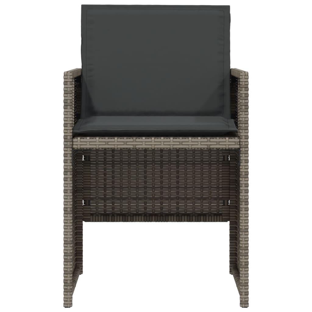 Set da Bistrò 3 pz con Cuscini Grigio in Polyrattan