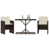 Set Bistrò 3 pz con Cuscini Marrone in Polyrattan