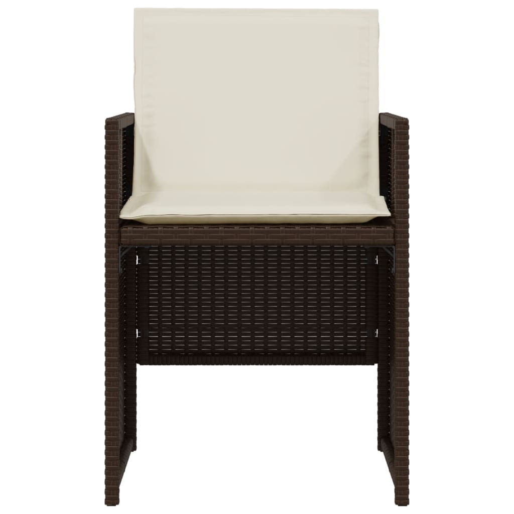 Set Bistrò 3 pz con Cuscini Marrone in Polyrattan