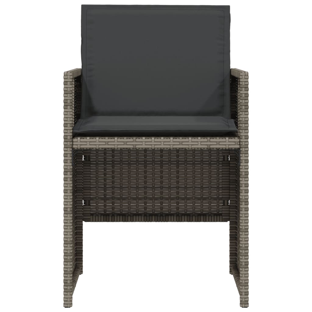 Set da Bistrò 3 pz con Cuscini Grigio in Polyrattan