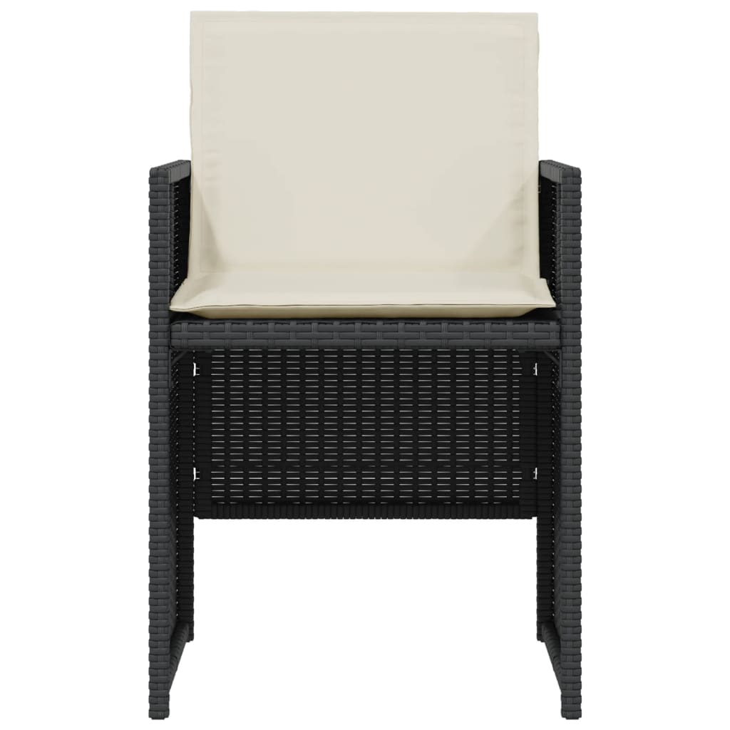 Set da Bistrò 3 pz con Cuscini Nero in Polyrattan