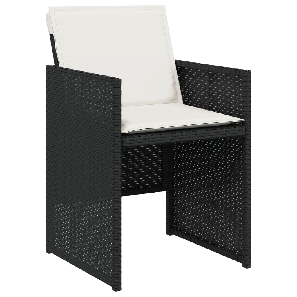 Set da Pranzo da Giardino 5 pz Nero con Cuscini in Polyrattan