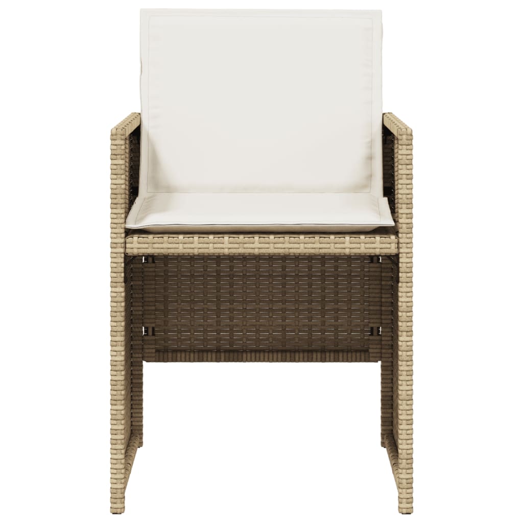 Set da Pranzo da Giardino 5 pz con Cuscini Beige in Polyrattan