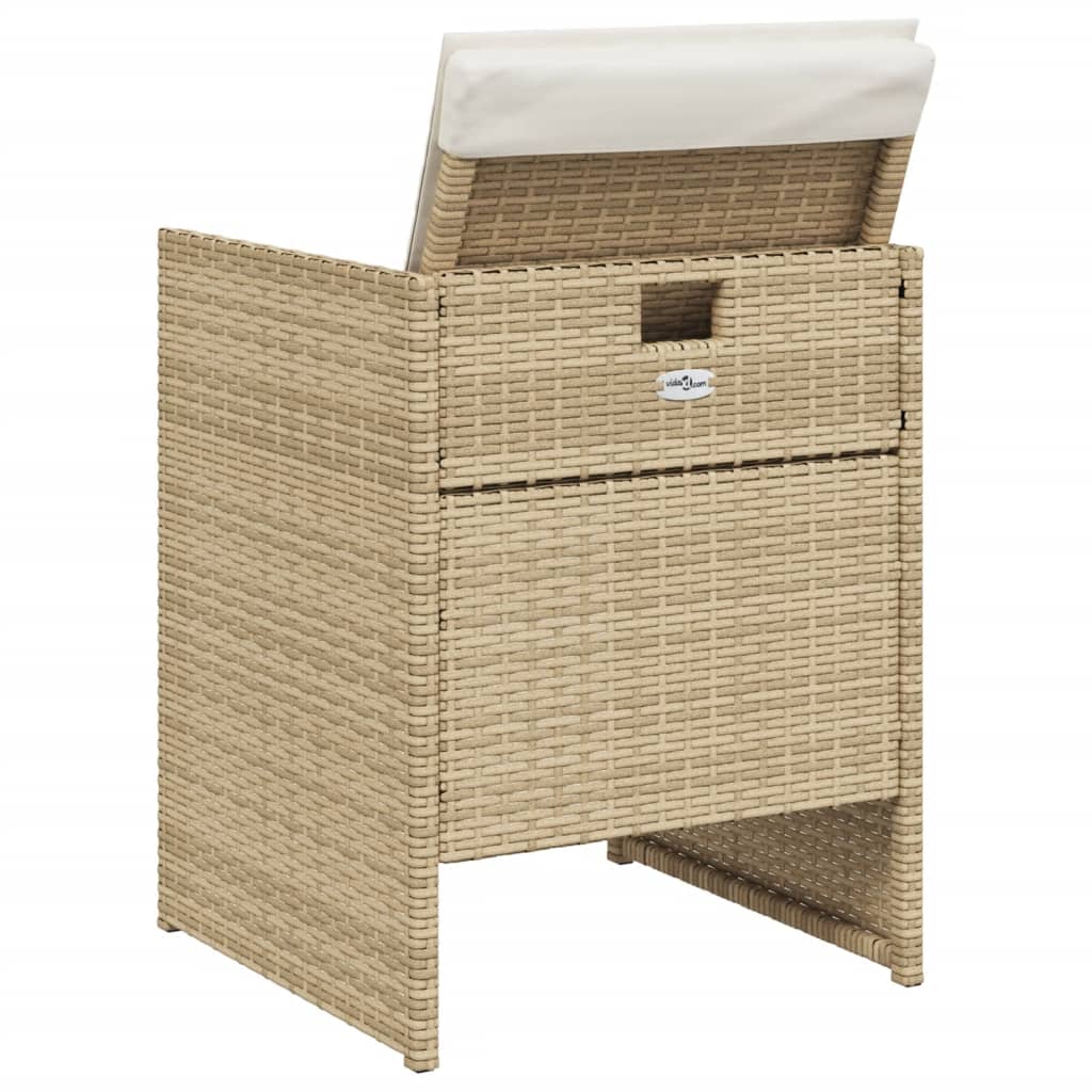 Set da Pranzo da Giardino 5 pz con Cuscini Beige in Polyrattan