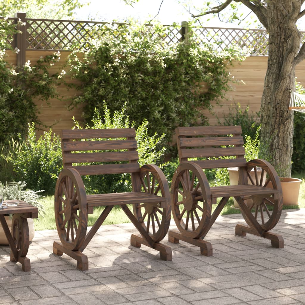 Sedie da Giardino 2 pz 58x58x78,5 cm in Legno Massello di Abete