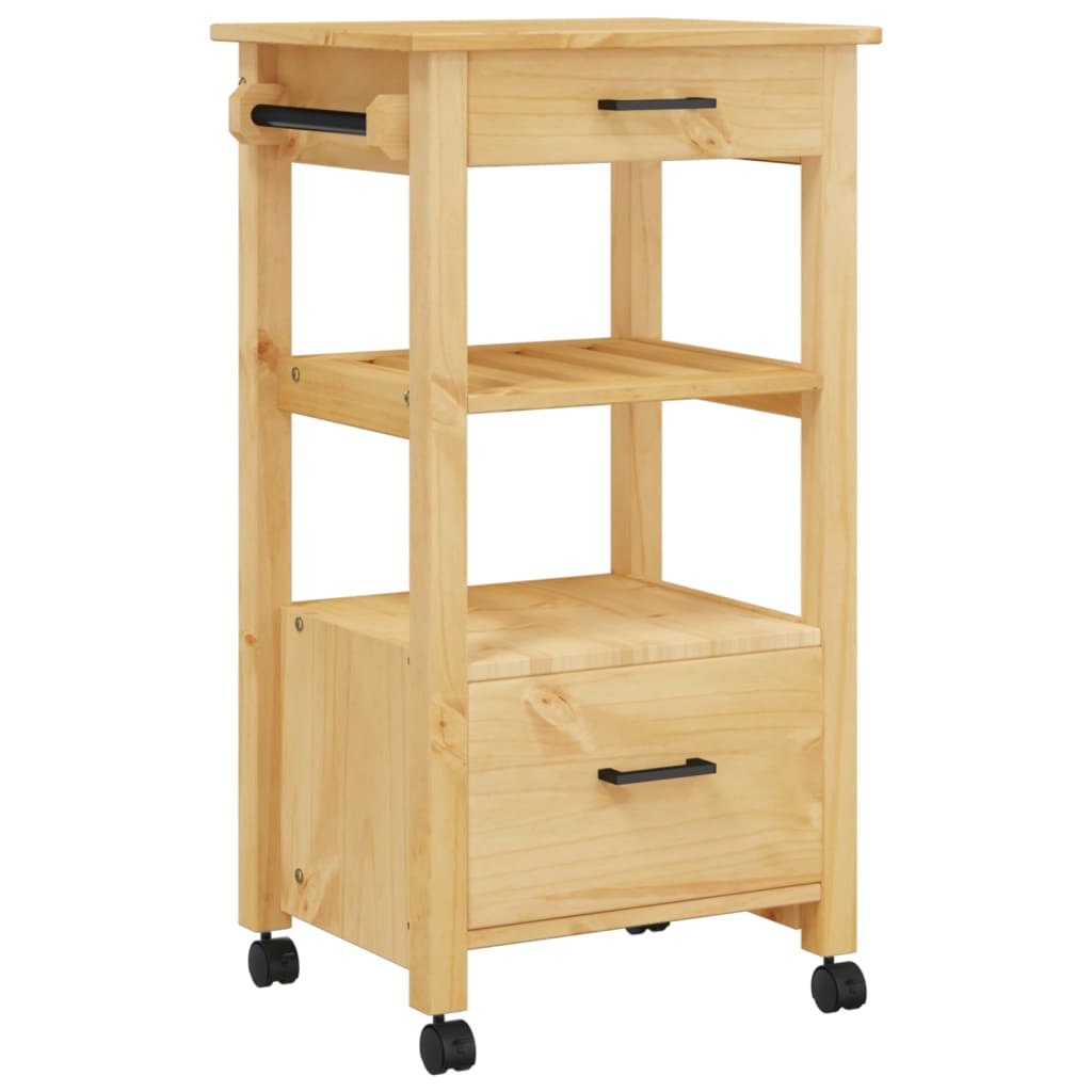 Carrello da Cucina MONZA 48x40x90 cm in Legno Massello di Pino