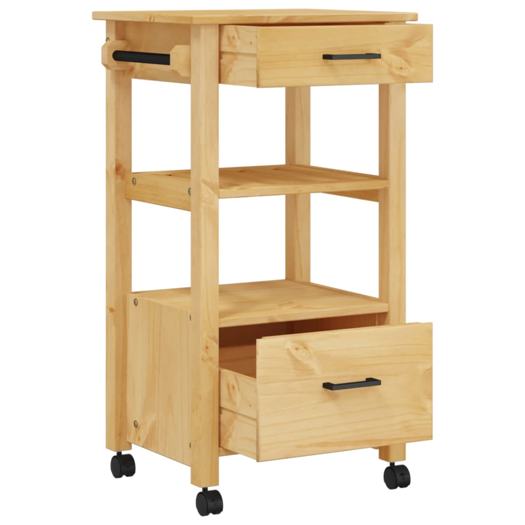 Carrello da Cucina MONZA 48x40x90 cm in Legno Massello di Pino