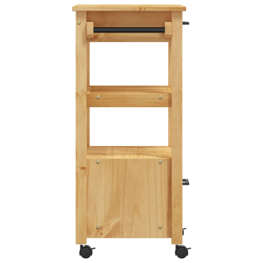 Carrello da Cucina MONZA 48x40x90 cm in Legno Massello di Pino