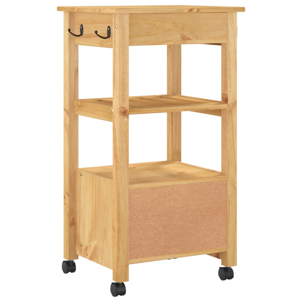 Carrello da Cucina MONZA 48x40x90 cm in Legno Massello di Pino