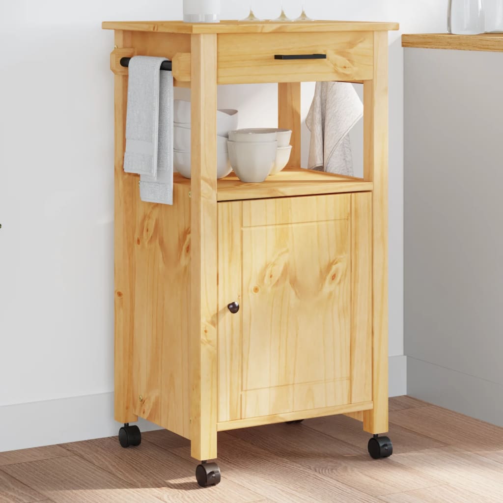 Carrello da Cucina MONZA 48x40x90 cm in Legno Massello di Pino