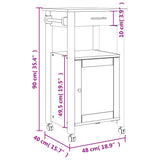 Carrello da Cucina MONZA 48x40x90 cm in Legno Massello di Pino