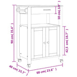 Carrello da Cucina MONZA 60x40x90 cm in Legno Massello di Pino