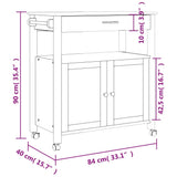 Carrello da Cucina MONZA 84x40x90 cm in Legno Massello di Pino