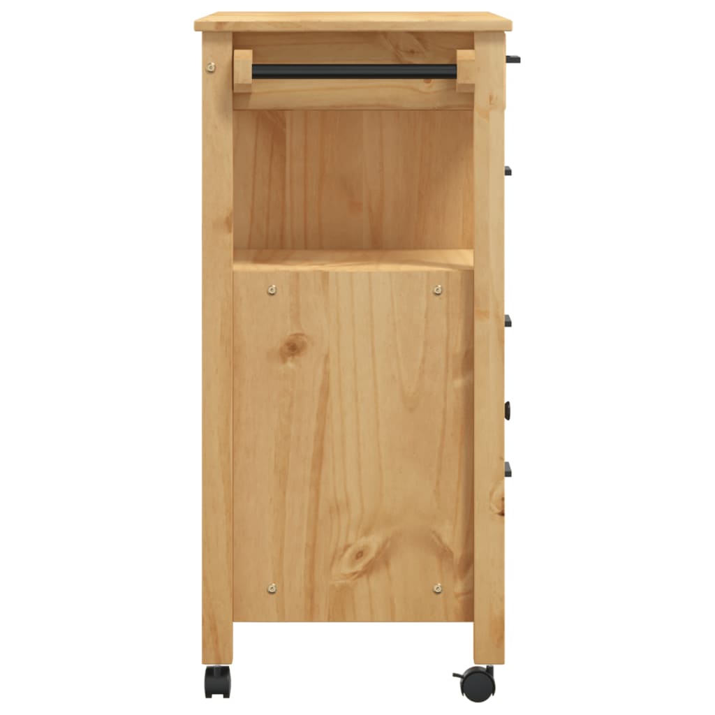 Carrello da Cucina MONZA 84x40x90 cm in Legno Massello di Pino