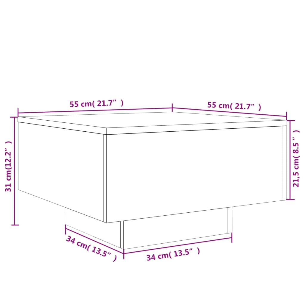 Tavolino da Salotto Bianco 55x55x31 cm in Legno Multistrato