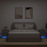 Comodini con Luci LED 2pz Grigio Sonoma in Legno Multistrato