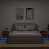 Comodini con Luci LED 2pz Rovere Marrone in Legno Multistrato